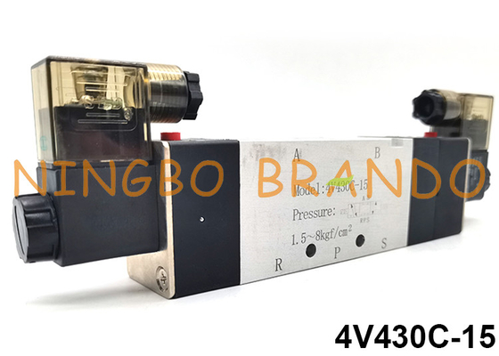 4V430C-15 5/3 Way Airtac نوع شیر برقی پنوماتیک 24VDC 220VAC