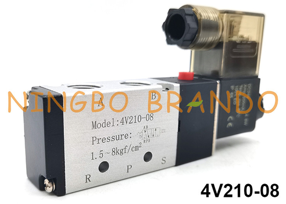 4V210-08 تک کویل Airtac نوع شیر برقی پنوماتیکی 5/2 راه DC24V AC220V