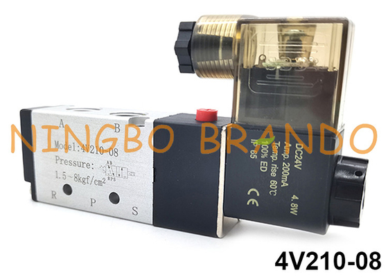 4V210-08 5/2 Way Airtac نوع پنوماتیک تک شیر برقی 24 ولت 110 ولت 220 ولت