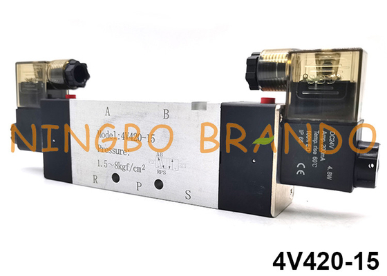 4V420-15 Airtac Type 5/2 Way Double Coil شیر برقی پنوماتیک 24V 220V