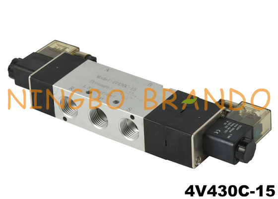 شیر برقی پنوماتیک 5/3 راه 1/2 اینچ 4V430C-15 24 ولت 220 ولت