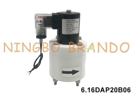 3/4" PTFE ضد خوردگی شیر سولناید ضد اسید و قلی ضد مواد شیمیایی 24V 110V 220V