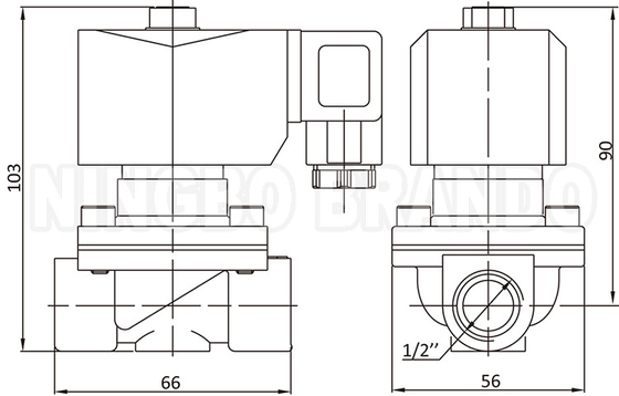 2W160-15 1/2'' 2 راه NC فلز سولناید مسو با IP65 کویل 24V 220V