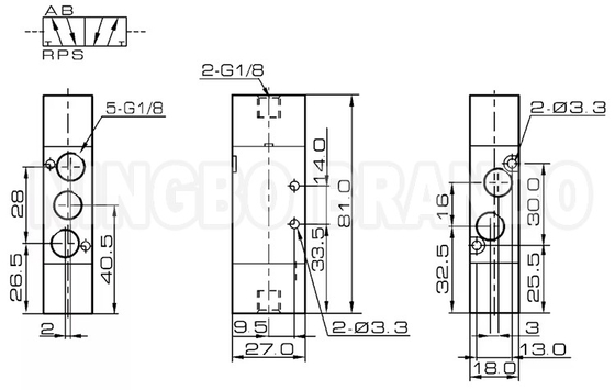 4A120-06 1/8'' پنوماتیک سمتی سولناید والپ 5/2 راه