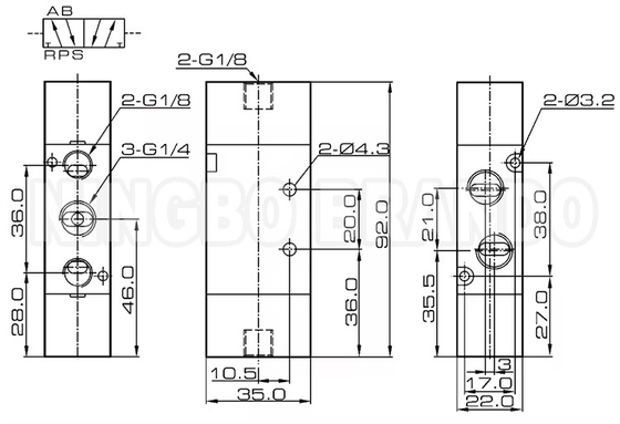 دریچه کنترل هوای پنوماتیک دو موقعیت پنج راه 1/4 &quot; 4A220-08