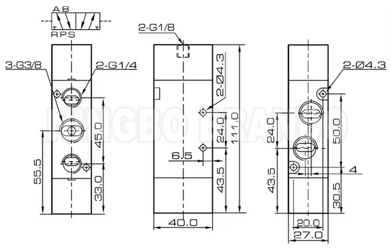 4A320-10 3/8&quot; پنوماتیک دو لوله هواپیمایی 5/2 راه