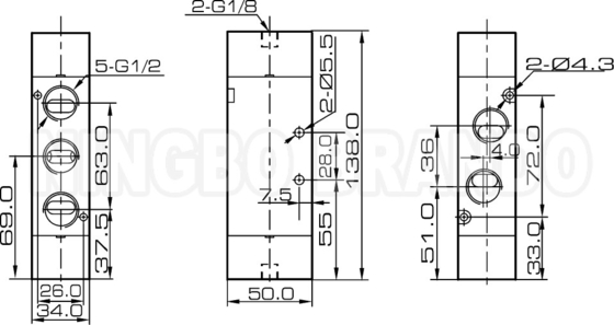 4A420-15 1/2' Double Air Pilot Valve کنترل پنوماتیک 5/2 راه