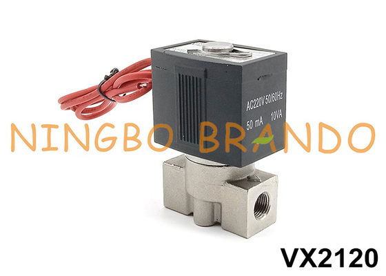 SMC نوع VX2120-02 دریچه سولینوئید فولاد ضد زنگ 1/4' 24V 220V