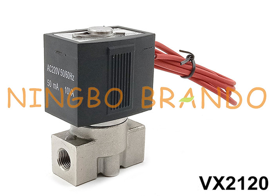 SMC نوع VX2120-02 دریچه سولینوئید فولاد ضد زنگ 1/4' 24V 220V
