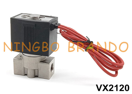 SMC نوع VX2120-02 دریچه سولینوئید فولاد ضد زنگ 1/4' 24V 220V