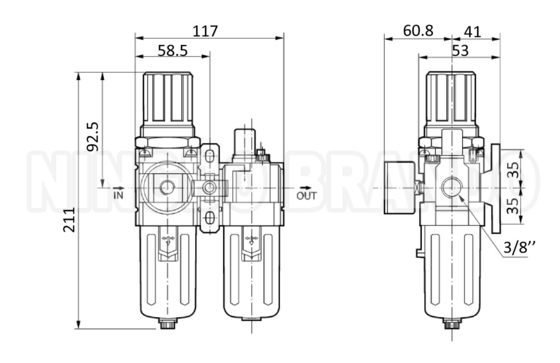 AC3010 1/4' 3/8' تنظیم کننده فیلتر هوا روان کننده FR.L ترکیب