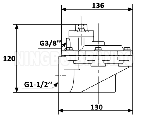 G353A046 زاویه راست 1-1/2'' دریچه کنترل از راه دور برای جمع آوری گرد و غبار