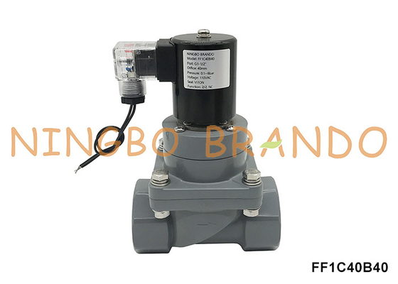 1-1/2'' DN40 ضد خوردگی CPVC شیر سولینوئید برای اسید شیمیایی 220V 24V