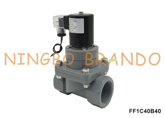 1-1/2'' DN40 ضد خوردگی CPVC شیر سولینوئید برای اسید شیمیایی 220V 24V