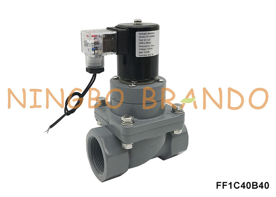 1-1/2'' DN40 ضد خوردگی CPVC شیر سولینوئید برای اسید شیمیایی 220V 24V