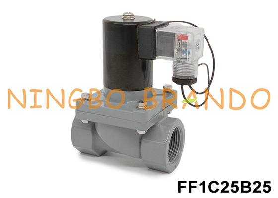 1 &quot;DN25 ضد خوردگی شیر سولینوئید با بدن CPVC 24V 110V 220V