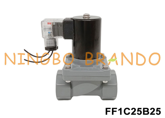 1 &quot;DN25 ضد خوردگی شیر سولینوئید با بدن CPVC 24V 110V 220V