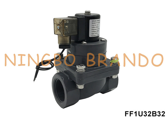 1-1/4' DN32 مقاومت در برابر خوردگی UPVC Solenoid Valve برای اسید شیمیایی 24V 220V