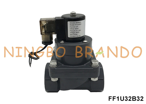 1-1/4' DN32 مقاومت در برابر خوردگی UPVC Solenoid Valve برای اسید شیمیایی 24V 220V