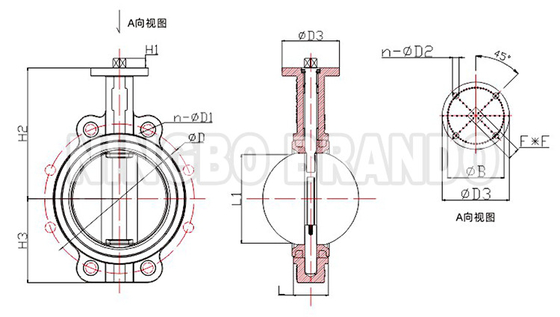از DN25 تا DN1200، نوع Wafer بدون سر Butterfly Valve از فولاد کربن
