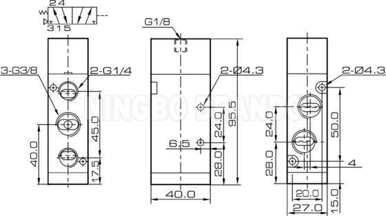 Airtac Type 4A310-10 5/2 Way Pneumatic Air Pilot Valve با بدن آلومینیوم آلیاژ