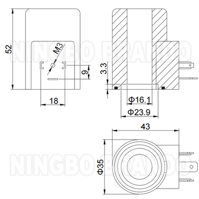 16mm سوراخ 52mm ارتفاع هیدرولیک Solenoid شیر شیر 33W 12V 24V