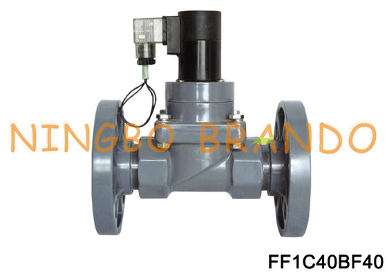 DN40 1-1/2'' CPVC فلنج دیافراگم شیر برای اسید قلیایی شیمیایی 220 ولت 110 ولت 24 ولت