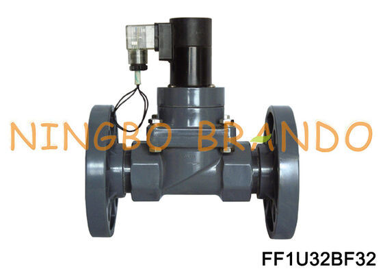 شیر دیافراگمی فلنجدار 1-1/4 اینچ UPVC DN32 شیر برقی ضد خوردگی شیمیایی