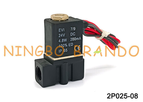 2P025-08 دریچه برقی مستقیم پنوماتیک پلاستیکی برای آب هوا DC24V