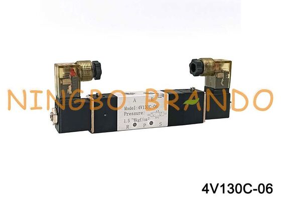 شیر برقی هوا شیر برقی نوع 4V130C-06 5 پورت 1/8 اینچ شیر کنترل پنوماتیک
