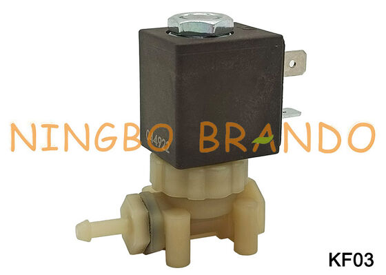 قهوه ساز اسپرسوساز 1/8 اینچی دو طرفه درجه غذای ایمن PA66 شیر برقی پلاستیکی DC24V KF03