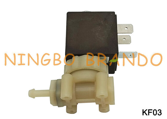 قهوه ساز اسپرسوساز 1/8 اینچی دو طرفه درجه غذای ایمن PA66 شیر برقی پلاستیکی DC24V KF03