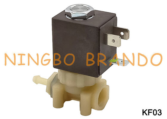 قهوه ساز اسپرسوساز 1/8 اینچی دو طرفه درجه غذای ایمن PA66 شیر برقی پلاستیکی DC24V KF03