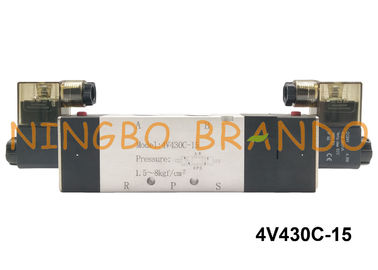PT 1/2 &quot;4V430C-15 Airtac Type Close Center بستن شیر برقی یکپارچه 5/3 Way AC110V AC220V
