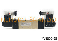 سوپاپ پنوماتیک یکپارچه پنوماتیک با بدنه آلومینیومی برای بدنه اتوماسیون AC220V DC24V AirTAC Type 4V230C-08 5/3