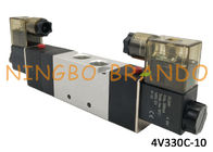 AC220V DC24V 3/8 &quot;شیر پنوماتیک یکپارچه 5/3 Way 4V330C-10 با بدنه آلومینیومی برای دستگاه اتوماسیون