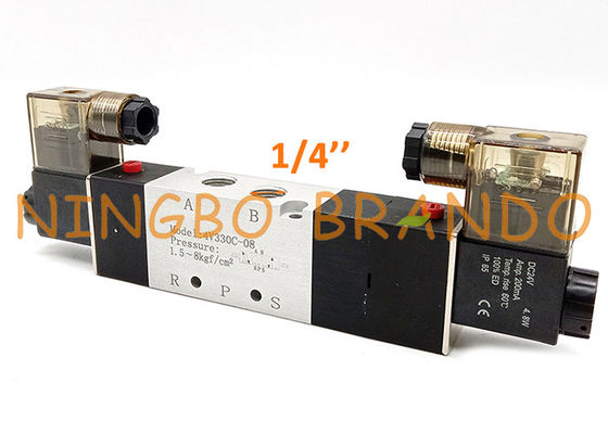 4V330C-08 1/4 &quot;مرکز بسته شیر برقی پنوماتیک 5 جهته 3 موقعیت