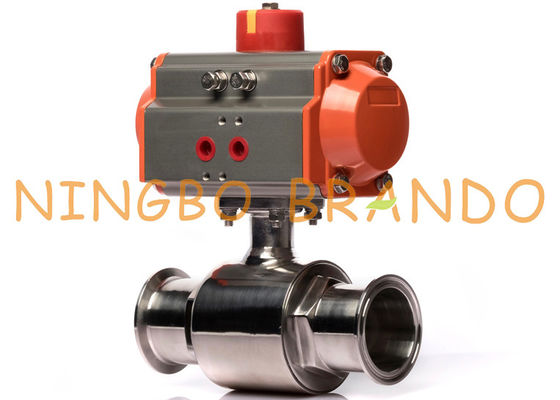 فولاد ضد زنگ بهداشتی پنوماتیک محرک پنوماتیک Tri Clamp Ball Valve