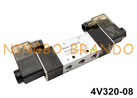 4V320-08 1/4 اینچ شیر برقی دوگانه پنوماتیک DC12V DC24V AC220V