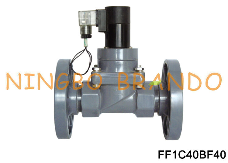 DN40 1-1/2'' CPVC فلنج دیافراگم شیر برای اسید قلیایی شیمیایی 220 ولت 110 ولت 24 ولت