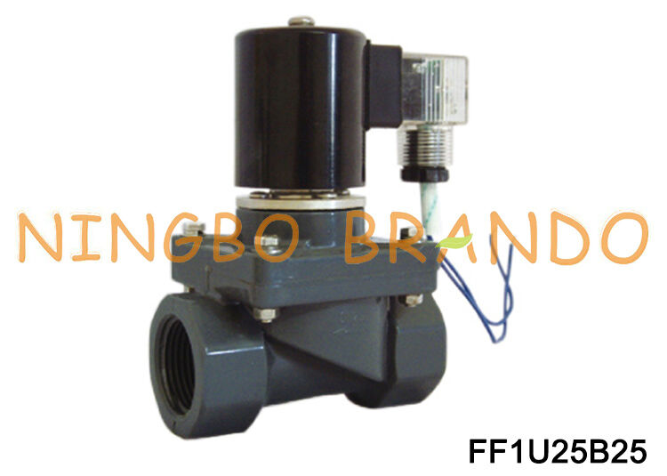 شیر برقی 1 اینچی ضد خوردگی UPVC به طور معمول بسته AC220V AC110V DC24V