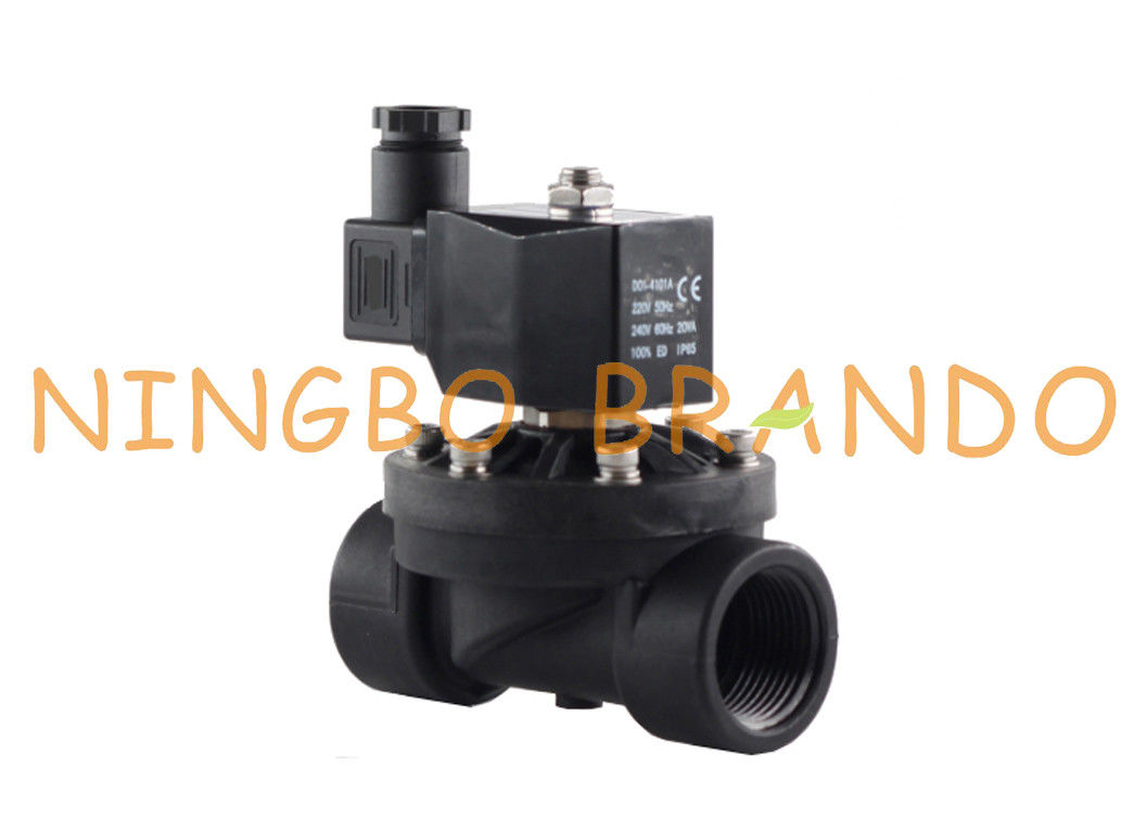1/2 3/4 اینچ PA66 نایلون پلاستیک برقی آب برقی Solenoid 12V 24DC 110V 220V AC
