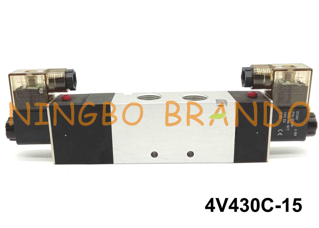 شیر برقی پنوماتیک 5/3 راه Airtac Type 4V430C-15 1/2 &quot;24V 220V