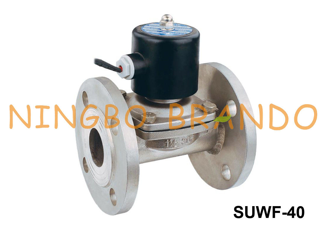 SUWF-40 1 1/2 &quot;نوع فلنج شیر برقی فولادی ضد زنگ 24VDC 220VAC