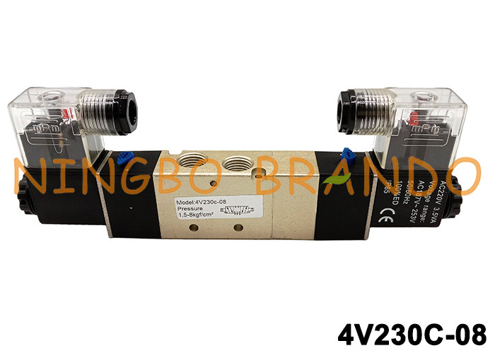 AirTAC نوع PT1/4 4V230C-08 شیر برقی 220 ولت AC 24 ولت DC 5/3 راه