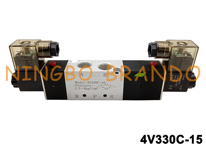 4V330C-10 Airtac نوع 3/8 '' شیر برقی پنوماتیک مرکز بسته 220 ولت