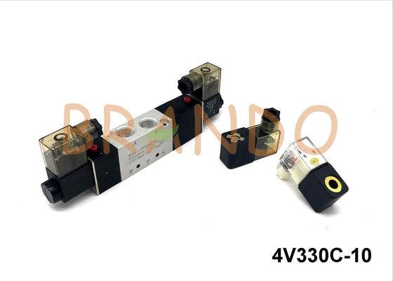 3/8'' Pneumatic Solenoid Valves Two Coils Double Control Automation Components