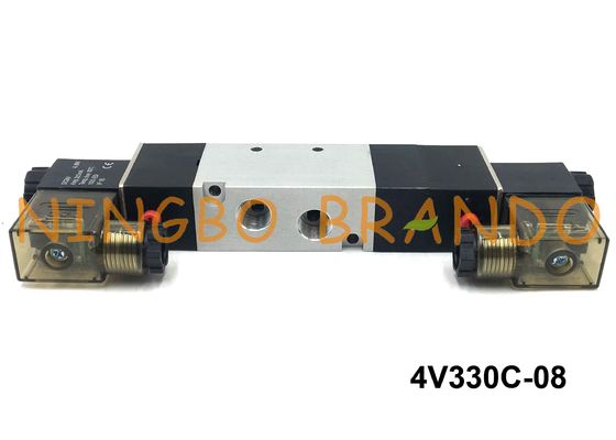 1/4" NPT 4V330C-08 AirTAC Type Pneumatic Solenoid Valve 5/3 Way Close Center AC220V DC24V