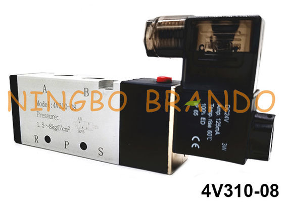 4V310-08 Airtac نوع 5/2 راه پنوماتیک تک شیر برقی 24 ولت 110 ولت 220 ولت