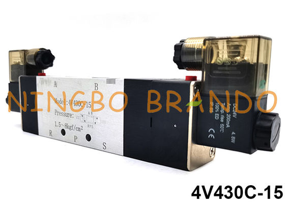 4V430C-15 Airtac نوع 5/3 راه مرکز بسته شیر برقی پنوماتیک 24 ولت 220 ولت